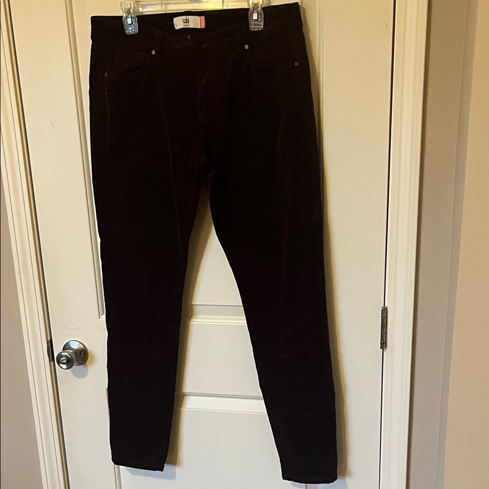 CAbi Women's Skinny Pants in a dark eggplant color